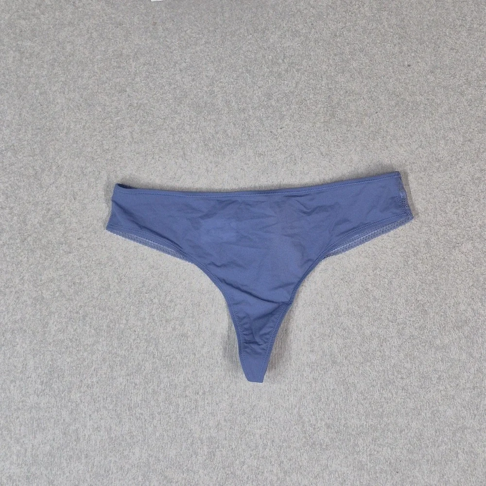 Thirdlove Women Panty Small Blue Thong Floral Lace Microfiber NWT
